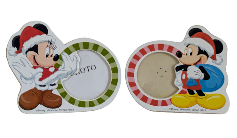 RARE! Disney Giftco Inc ~ 1 Mickey & 1 Minnie Mouse Stand Up Wooden Photo Frame
